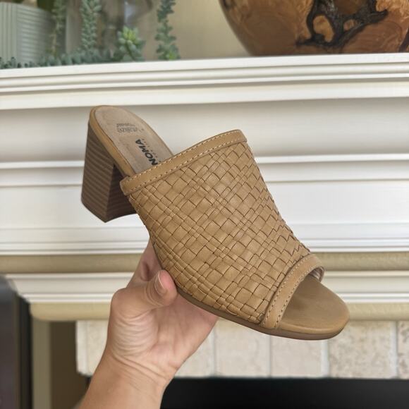 Sonoma Woven Leather Heeled Mules Women’s Size 8 Vitalize Ortholite - Picture 1 of 9